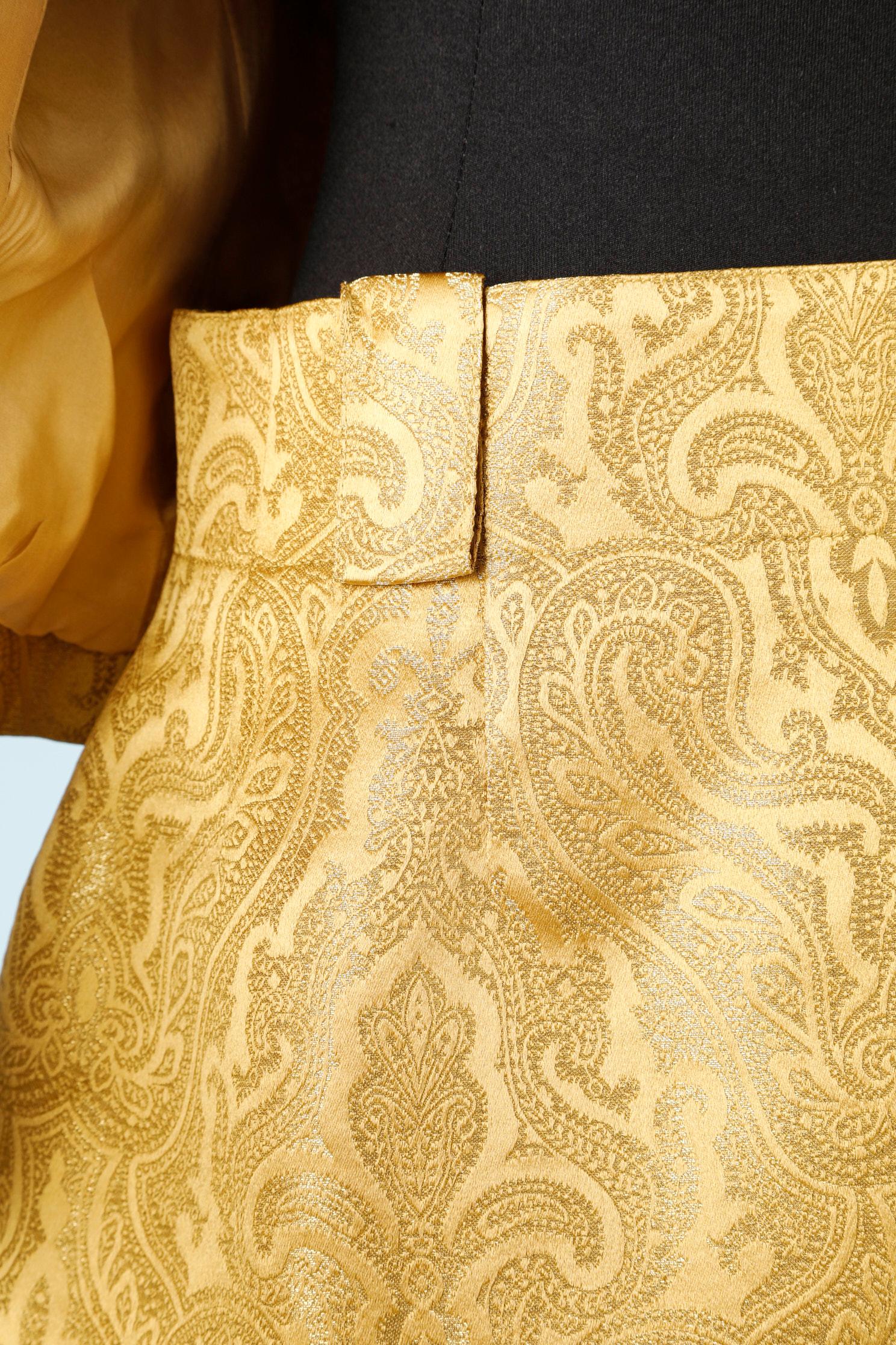 Jean-Louis Scherrer - Combinaison jupe-jupe jaune damasquée avec boutons à bijoux  en vente 2