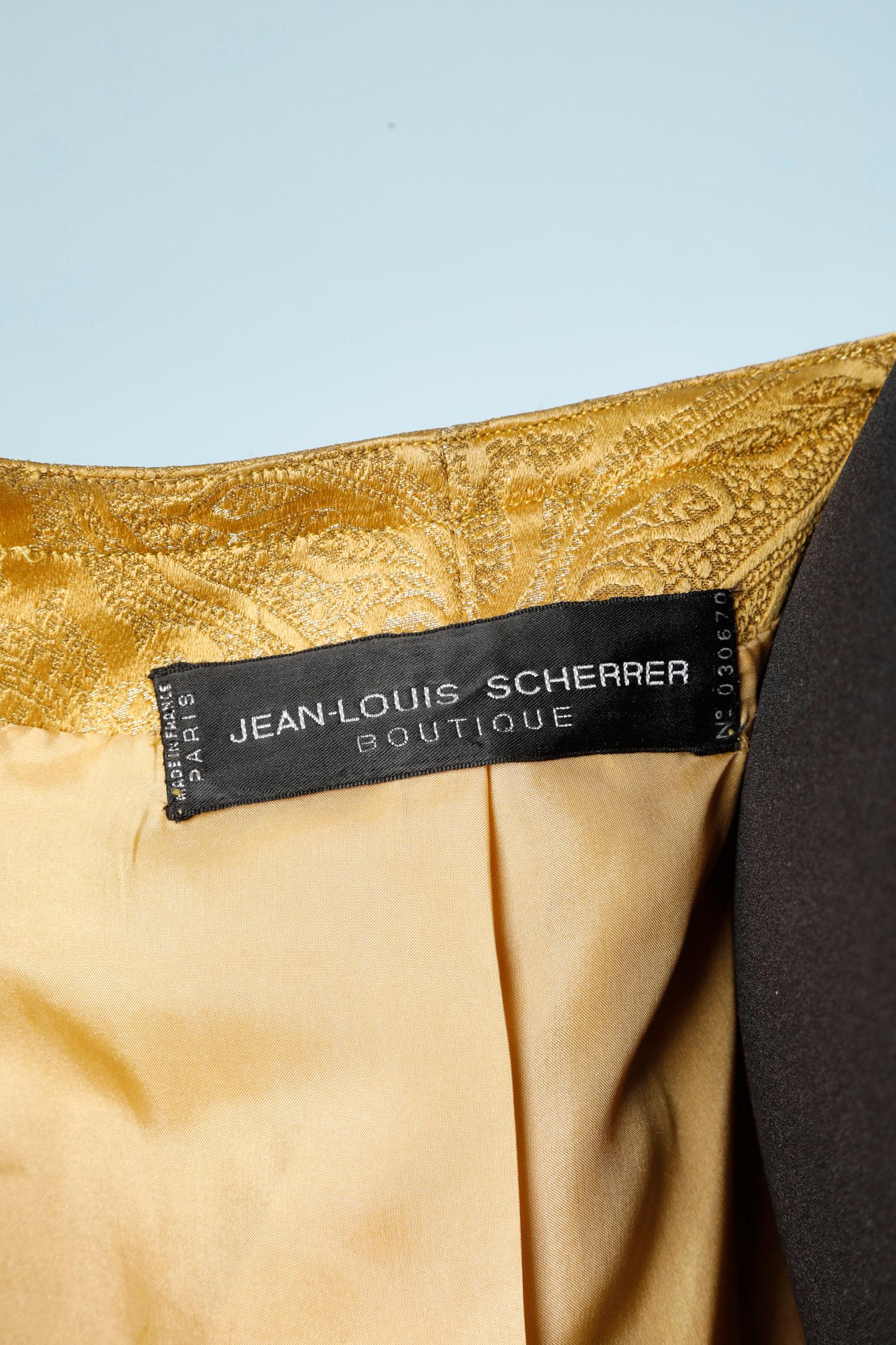 Jean-Louis Scherrer - Combinaison jupe-jupe jaune damasquée avec boutons à bijoux  en vente 3