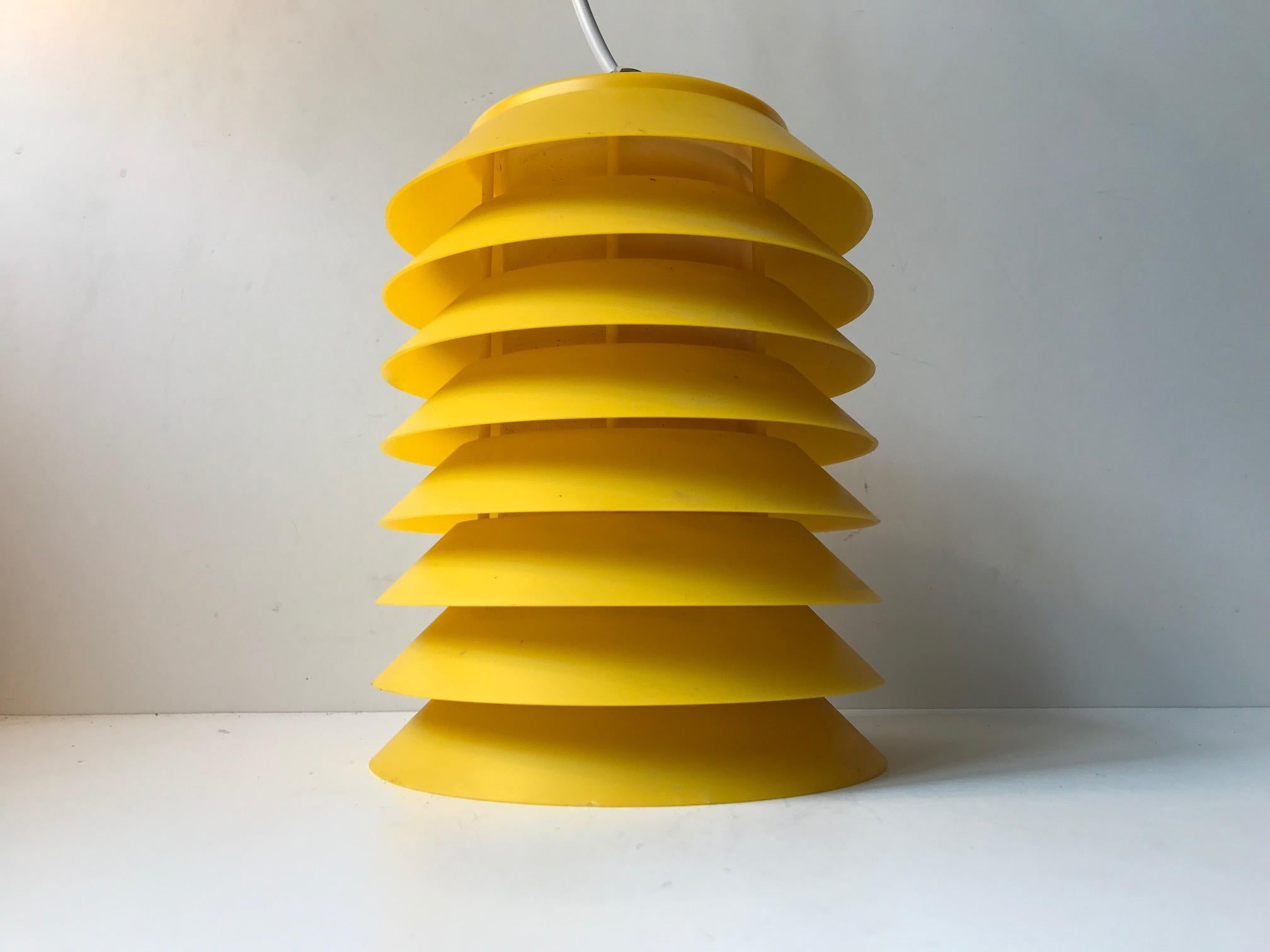 Yellow Danish Space Age Pendant Light by Lars Schiøler for Høyrup, 1970s In Good Condition In Esbjerg, DK