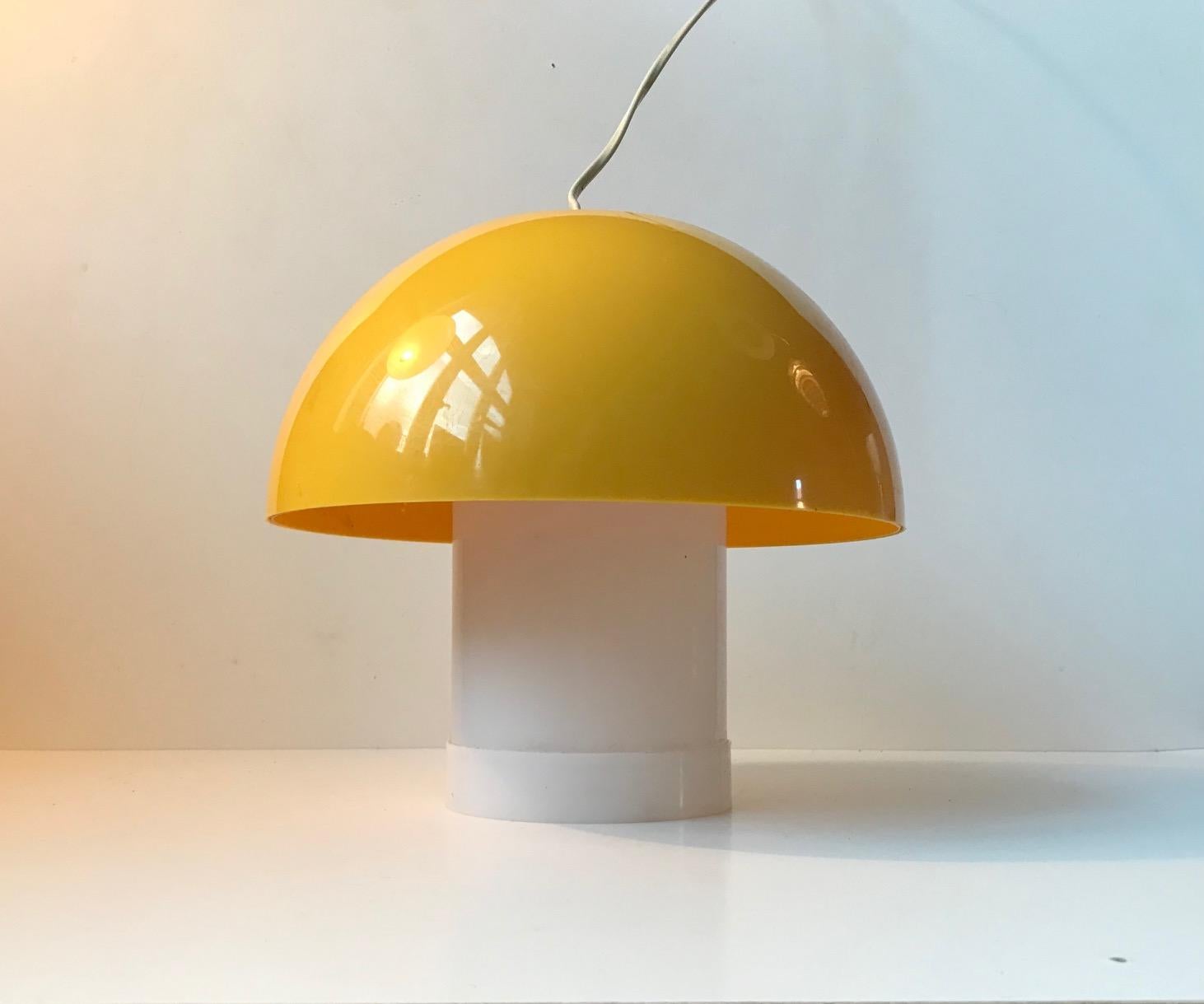 Space Age Yellow Danish Table- or Pendant Lamp by Bent Karlby for ASK Belysninger, 1970s