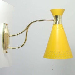 Yellow Diabolo Wall Light, Maison ARLUS France 1950s