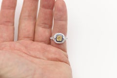 Yellow Diamond 1.04 carat & Blue Sapphire Ring 18 Karat Gold Art Deco Ring (#26)