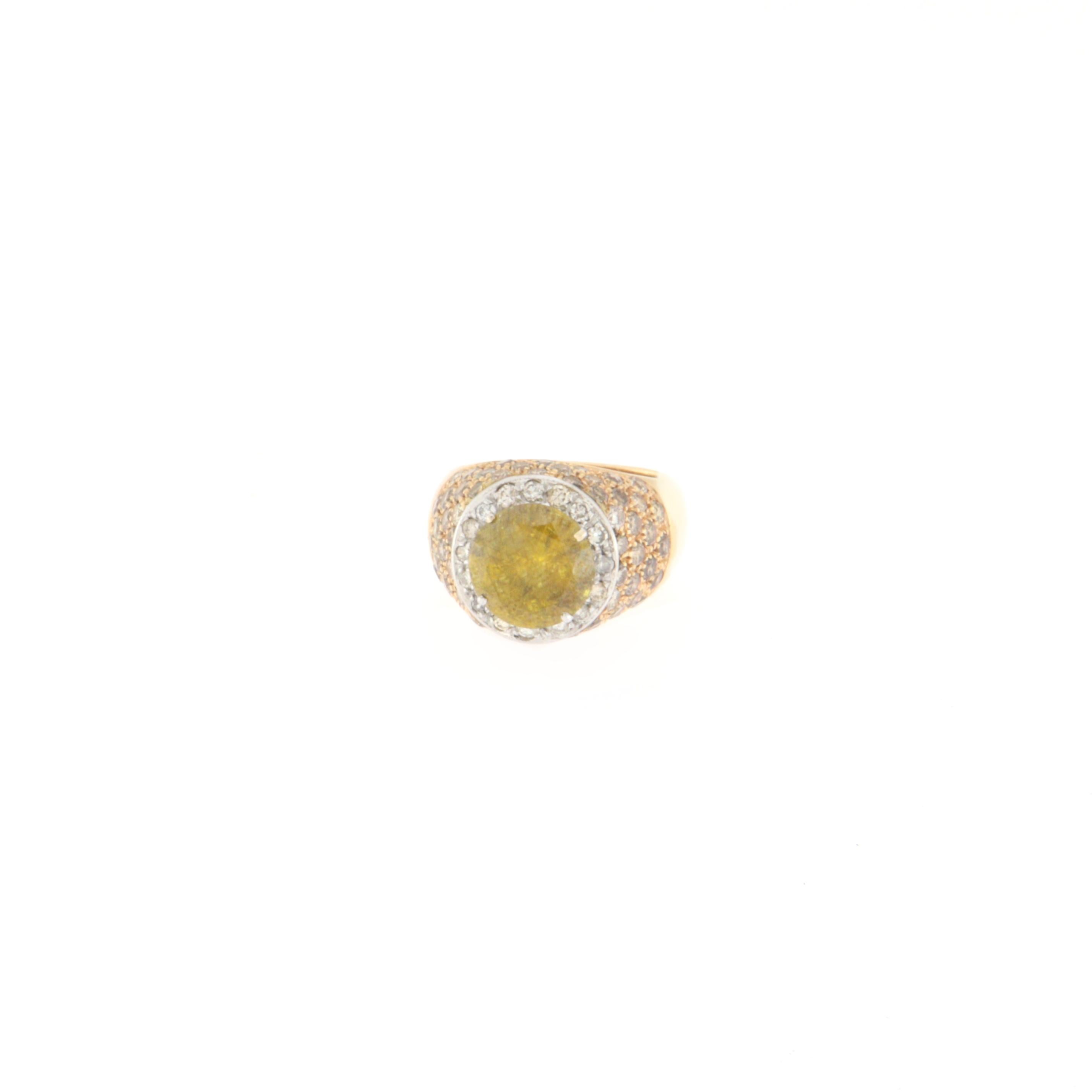 Women's Yellow Diamond 18 Karat Yellow Gold Cocktail Ring For Sale