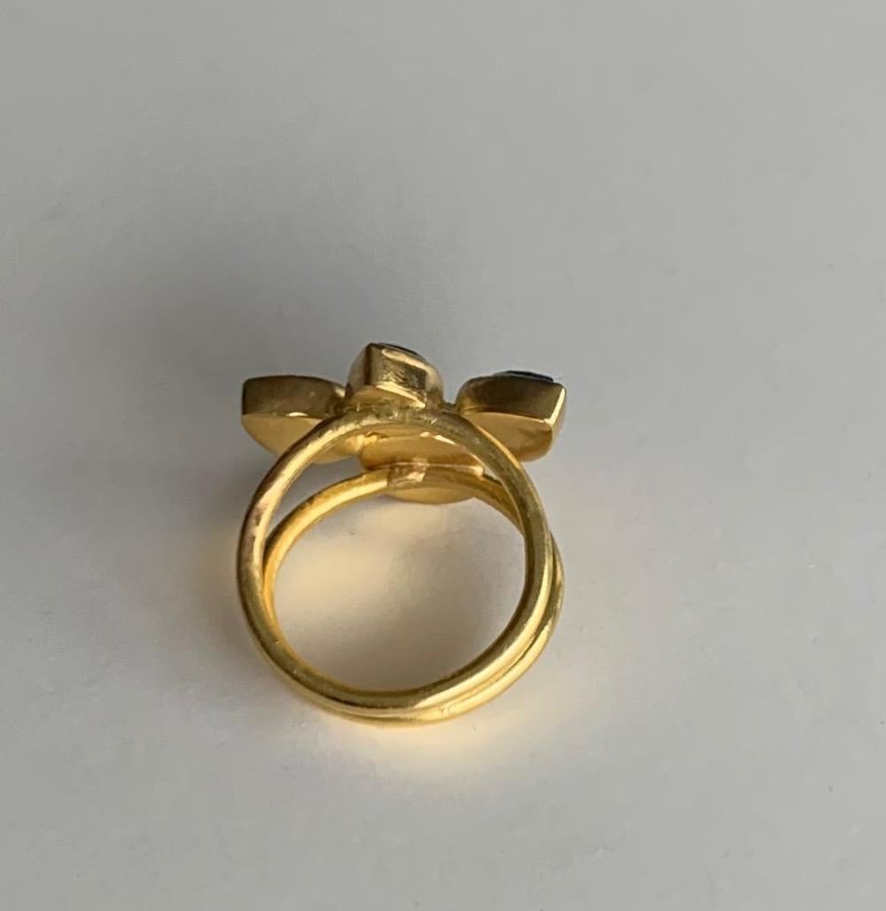 Artist Yellow Diamond and Aquamarine Ring in 22 Karat Gold and 20 Karat Gold For Sale