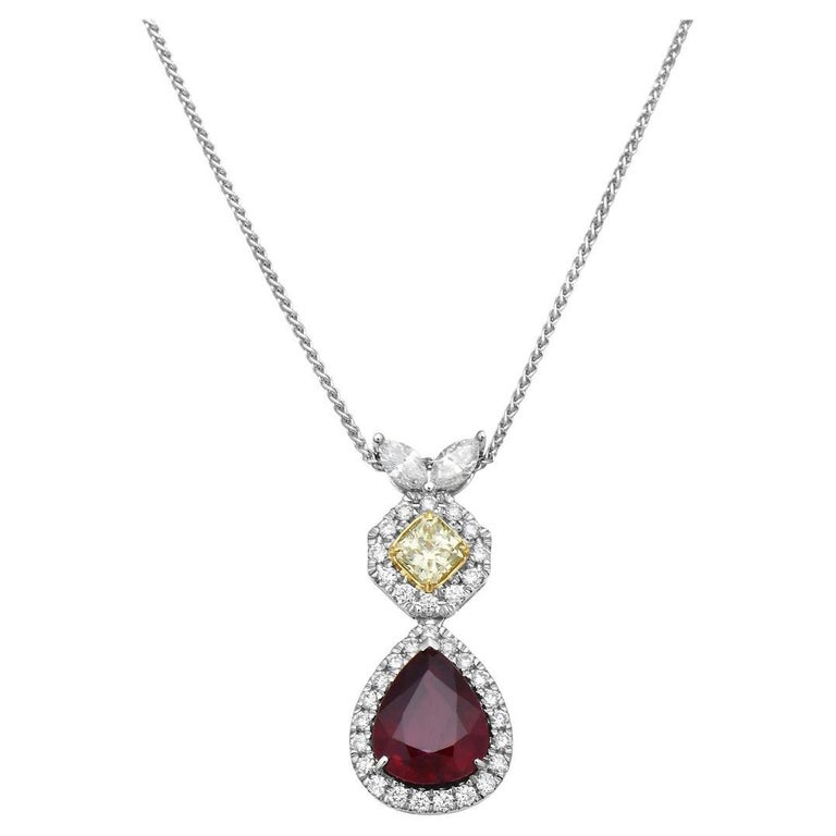 Yellow Diamond and Ruby Pendant For Sale at 1stDibs