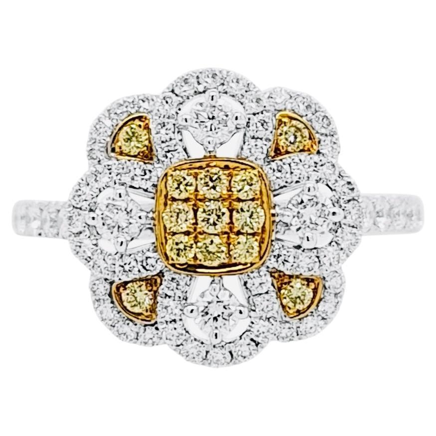 Yellow Diamond and White Diamond Classic Ring made in 18K Gold