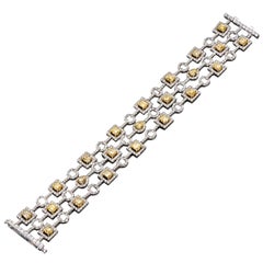 Yellow Diamond and White Diamond Geometric Bracelet