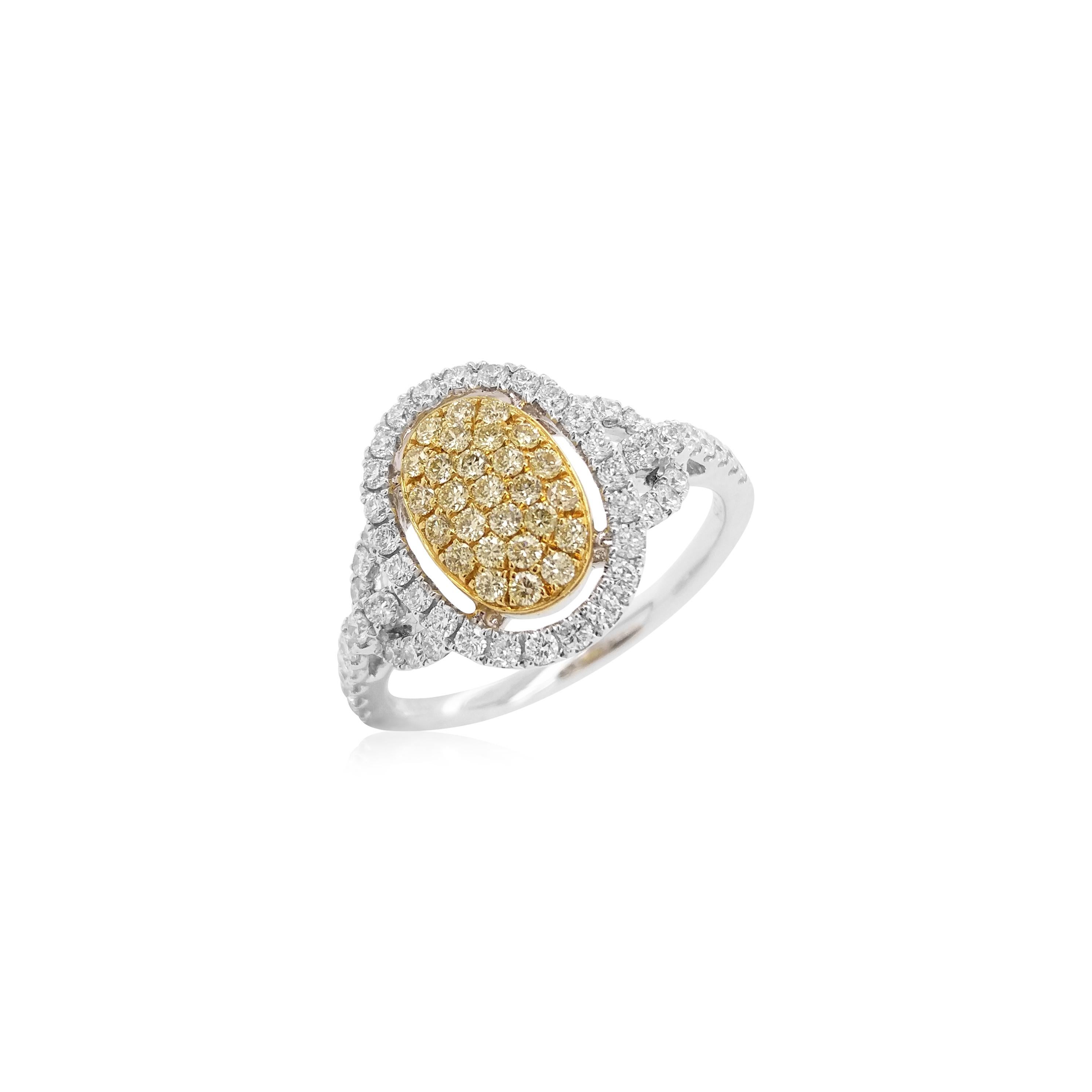 Brilliant Cut Yellow Diamond White Diamond Platinum Engagement Ring