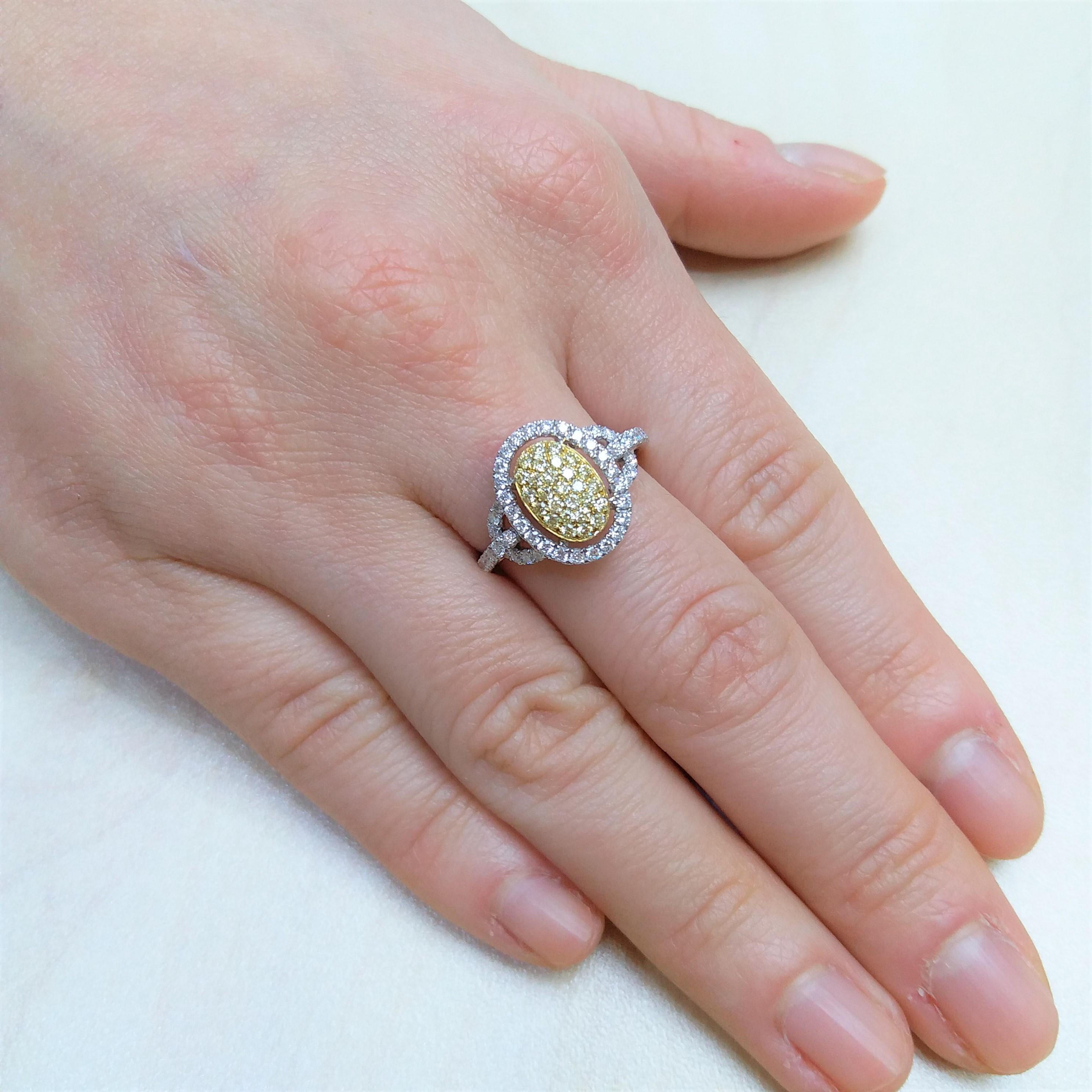 Women's Yellow Diamond White Diamond Platinum Engagement Ring
