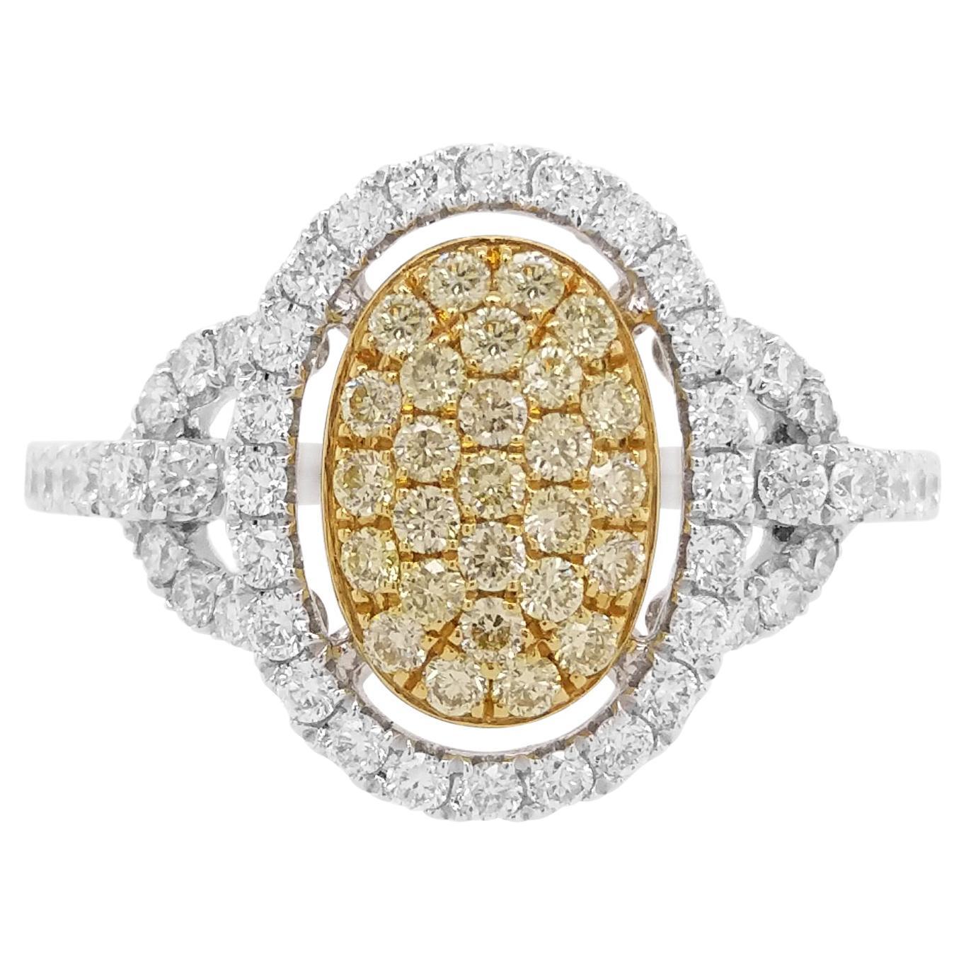 Yellow Diamond White Diamond Platinum Engagement Ring
