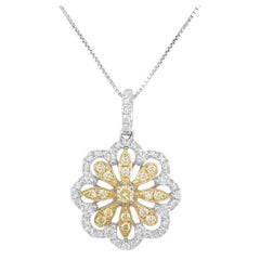 Yellow Diamond White Diamond Platinum Pendant Necklace