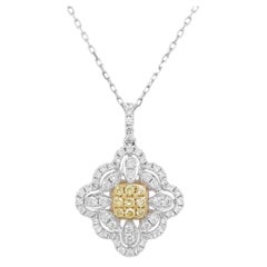 Yellow Diamond White Diamond Platinum Pendant Necklace