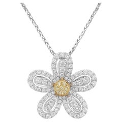 Yellow Diamond White Diamond Platinum Pendant Necklace