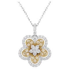 Yellow Diamond White Diamond Platinum Pendant Necklace