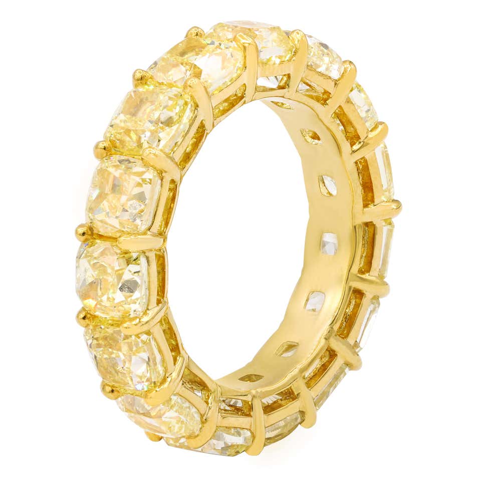 Fancy Yellow Diamond Gold Eternity Band Ring For Sale at 1stDibs ...
