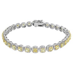Yellow Diamond Bracelet with White Diamond Accents