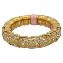 Yellow Diamond Cushion Eternity Band Ring in 18K Yellow Gold