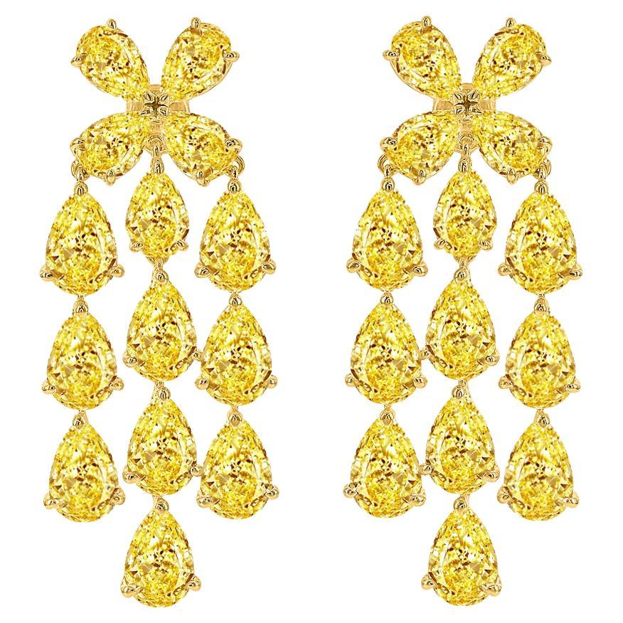 Yellow Diamond Drop Earrings