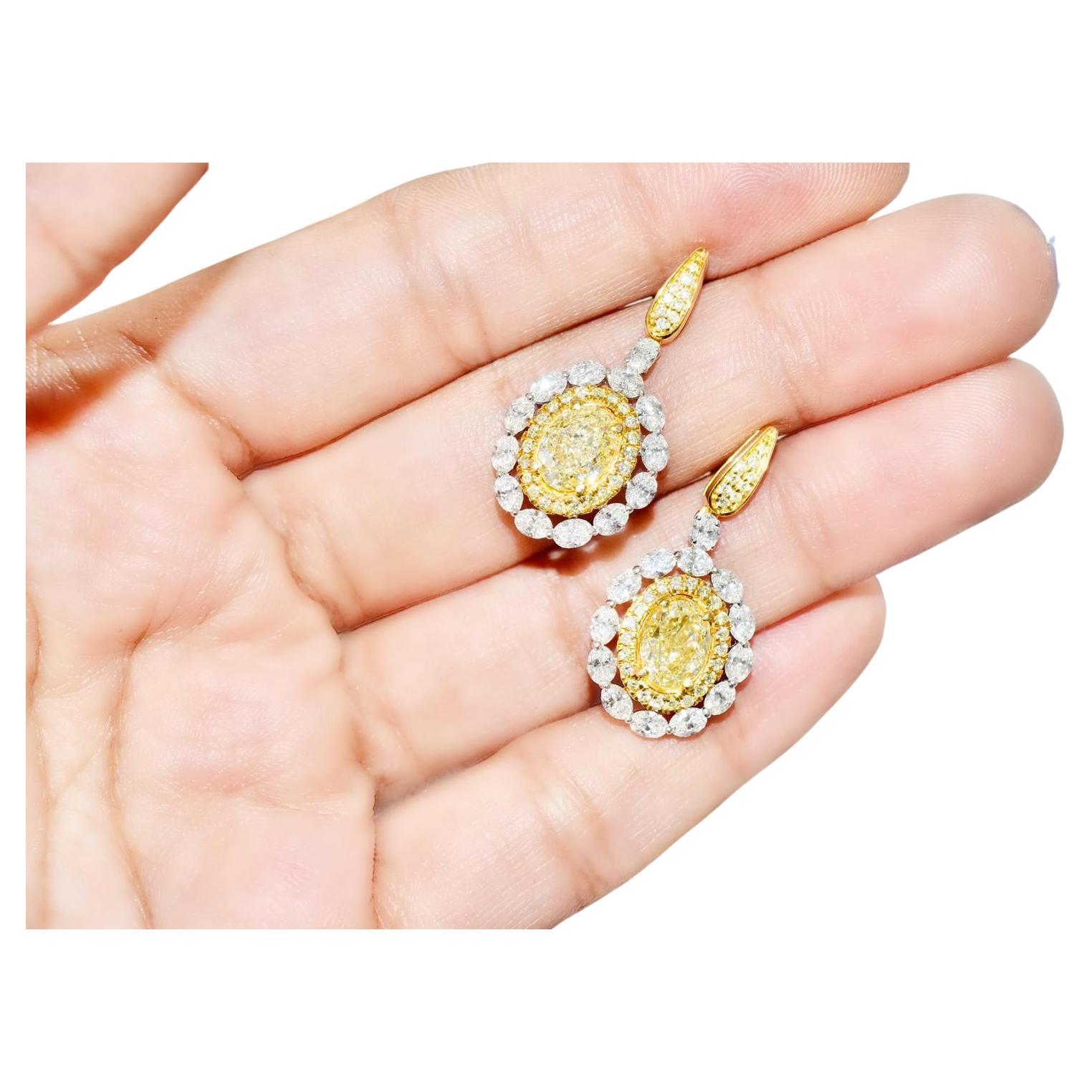 Yellow Diamond Earrings For Sale