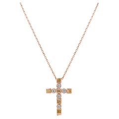 Yellow Diamond & Fancy Diamond 18K Rose Gold Pave Cross Pendant Necklace