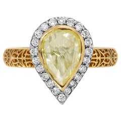 Bague robe filigrane avec diamant jaune