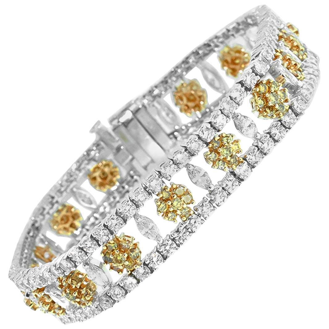 Armband mit gelben gelben Diamanten in Blumenform