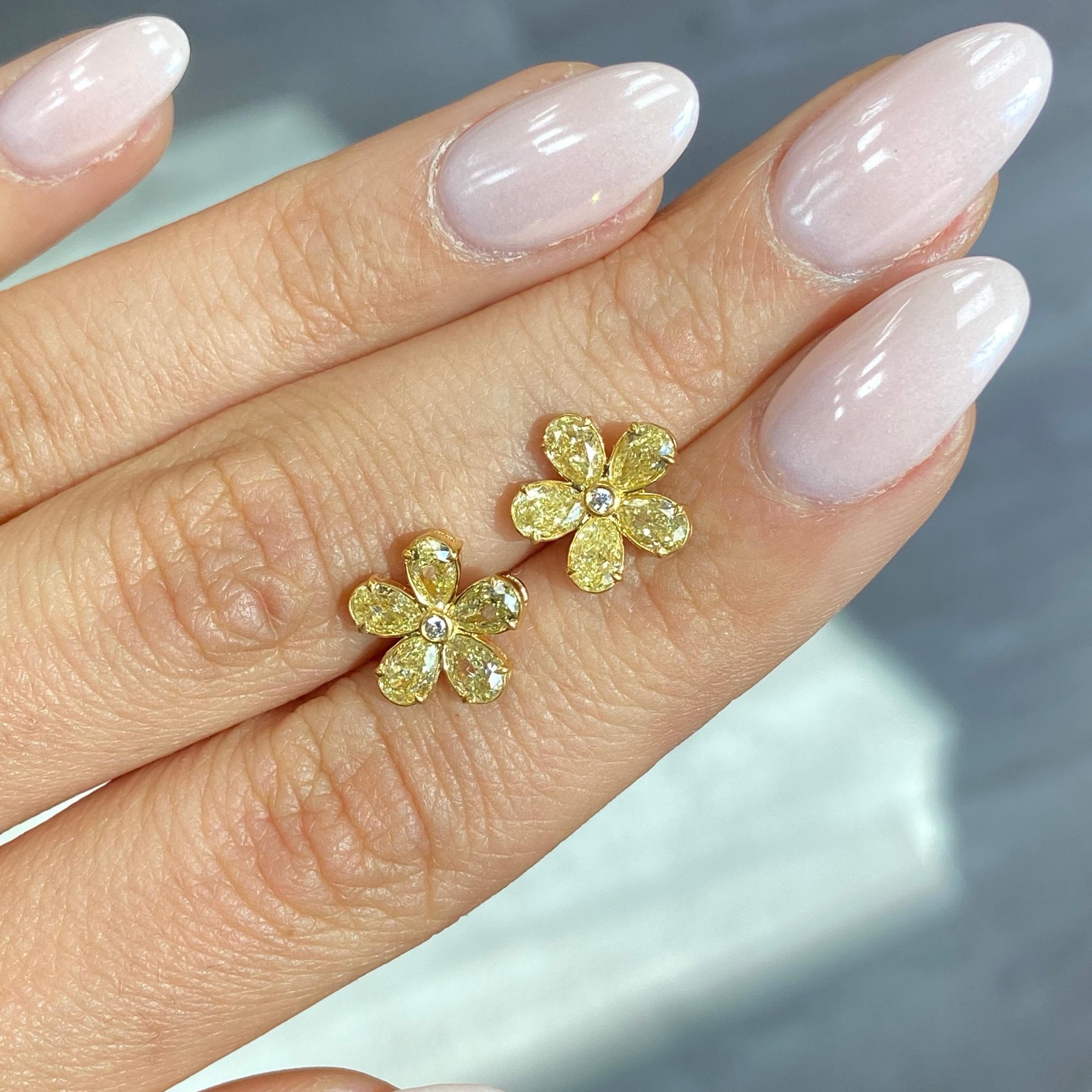 Pendientes Flor Diamante Amarillo en venta 1