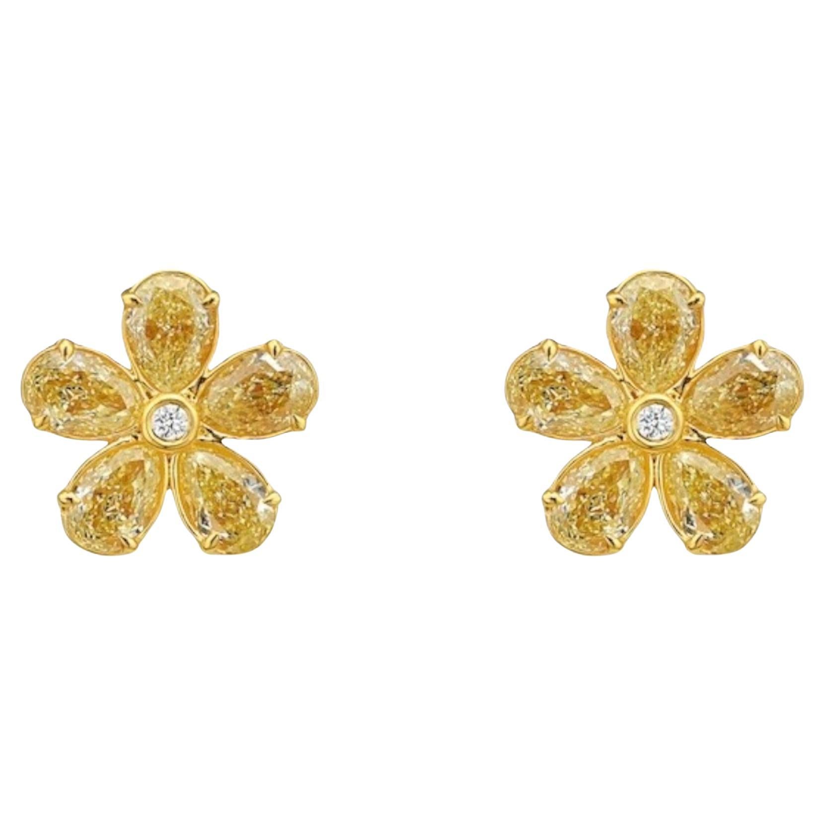 Pendientes Flor Diamante Amarillo en venta