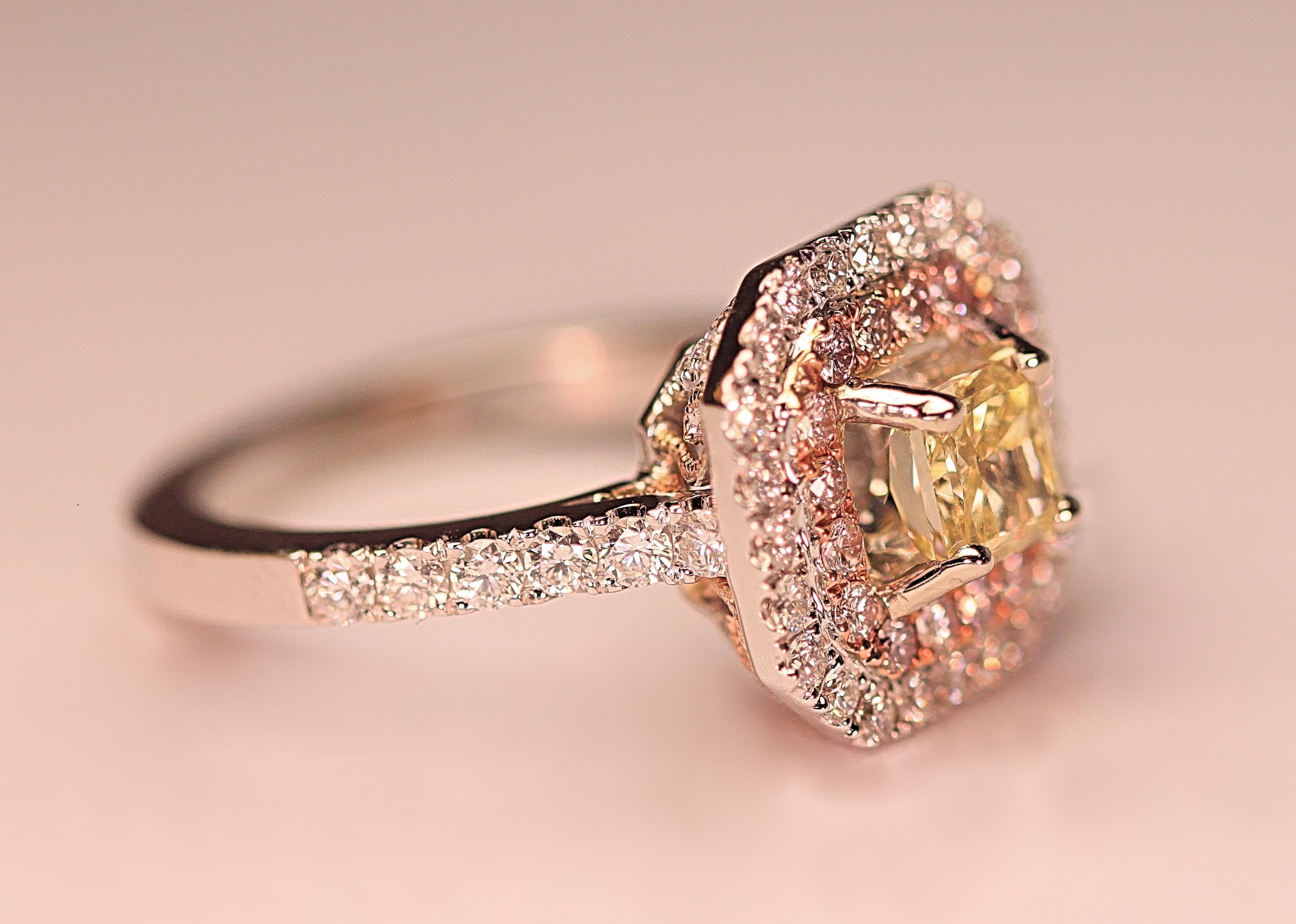yellow pink diamond ring