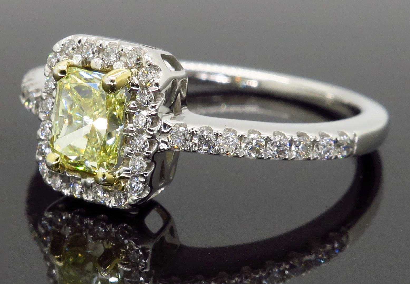 Women's or Men's Yellow Diamond Halo Engagement Ring