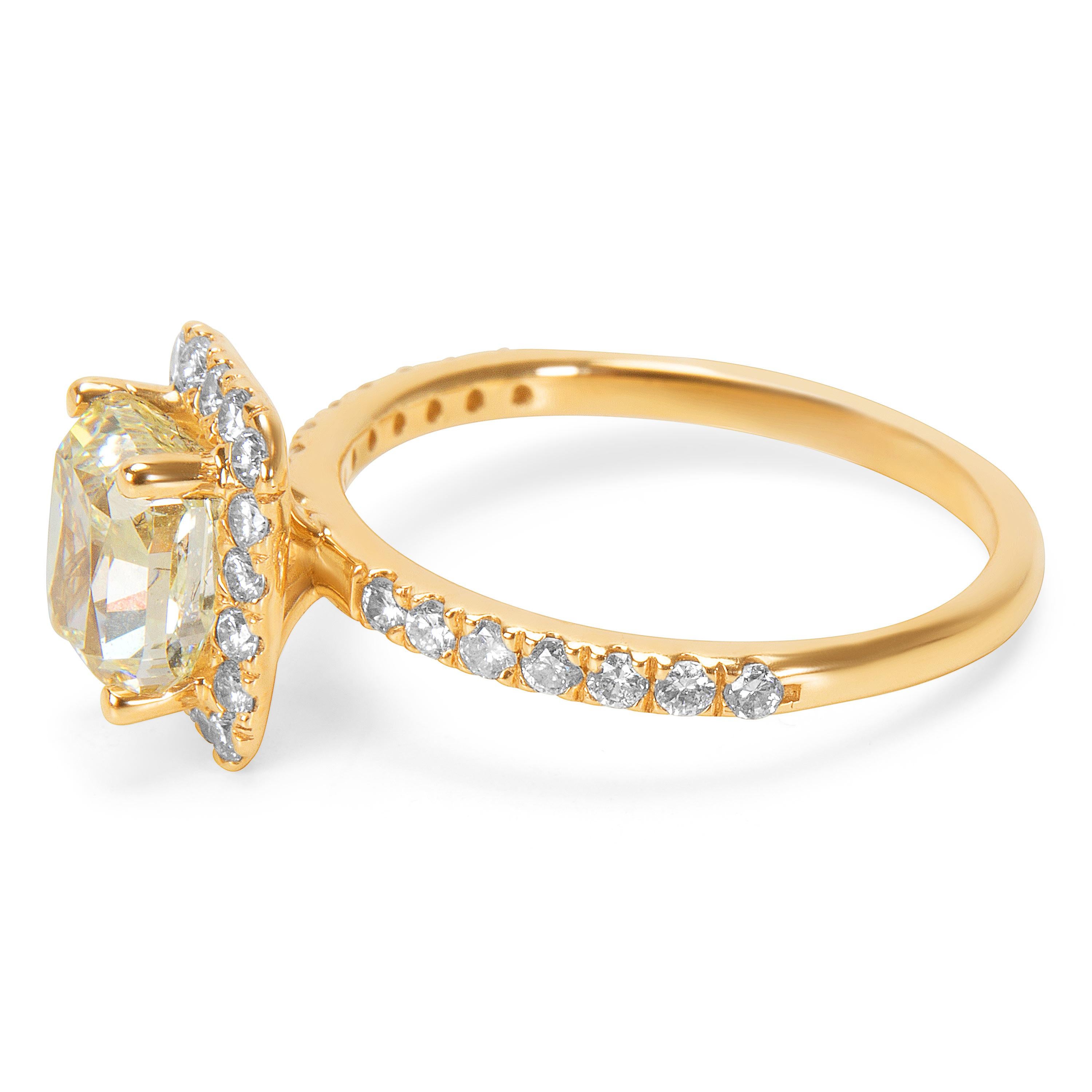 Yellow Diamond Halo Engagement Ring in 14 Karat Yellow Gold 2.55 Carat In New Condition In New York, NY