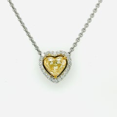 Yellow Diamond Heart Pendant 4.75 Carats Platinum/18KYG GIA Certified