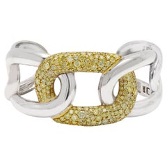 Bracelet manchette large en diamant jaune 8.0 CT Natural Diamonds 18 karat
