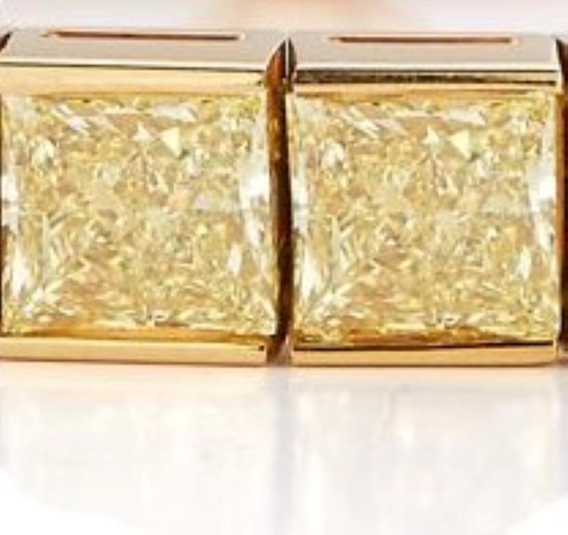 Modern Yellow Princess Cut High Karat Diamond Line Bracelet For Sale