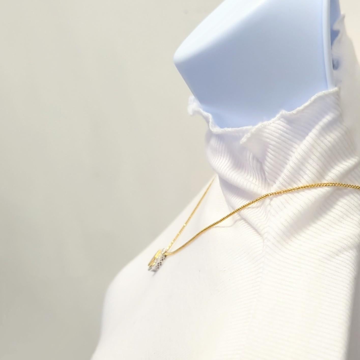 Halskette mit Gelbem Diamant-Lozenge- und Weißdiamant-Anhänger aus 14K 2farbigem Gold (Rundschliff)