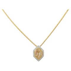 Halskette mit Gelbem Diamant-Lozenge- und Weißdiamant-Anhänger aus 14K 2farbigem Gold