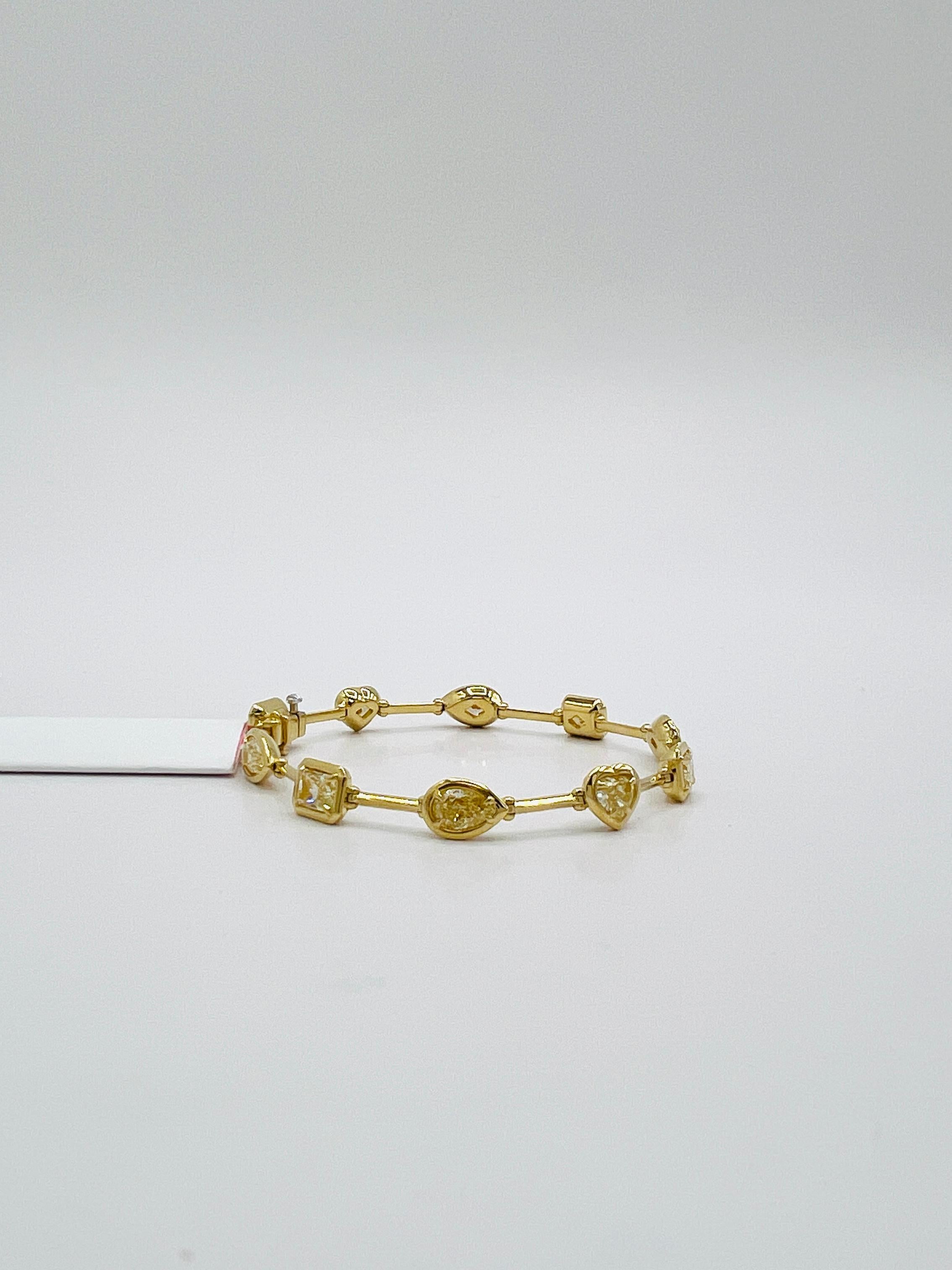 Yellow Diamond Multi-Shape Bracelet in 18K Yellow Gold
