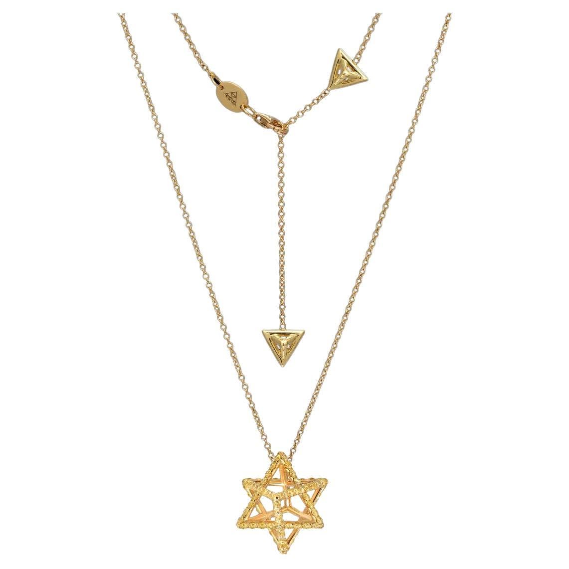 Round Cut Yellow Diamond Necklace Merkaba Star 1.28 Carats For Sale