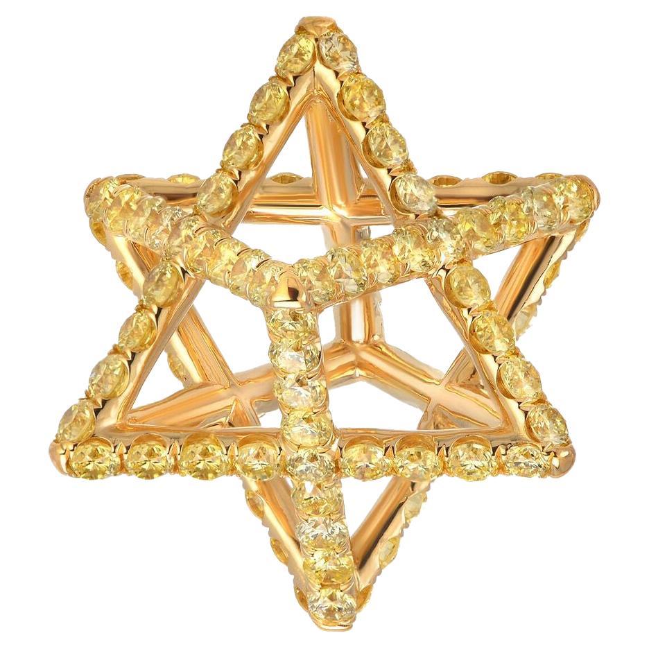 Gelbe Diamant-Halskette Merkaba Stern 1,28 Karat