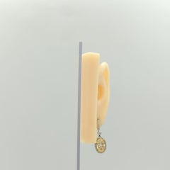 Yellow Diamond Oval Dangle Earrings in 18K 2 Tone Gold