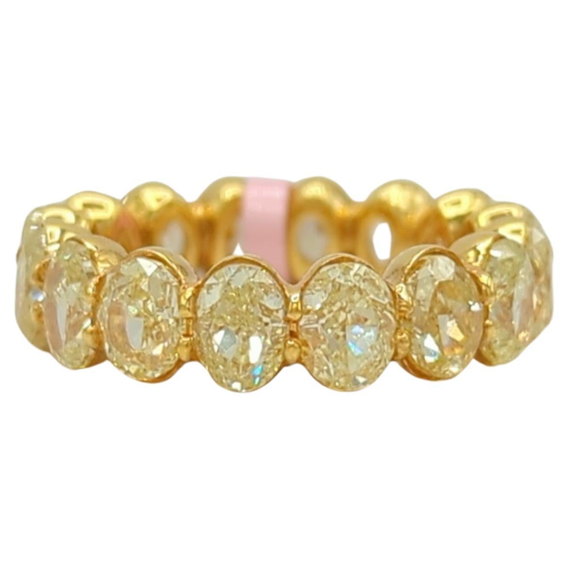 Yellow Diamond Oval Eternity Band Ring in 18K Yellow Gold For Sale