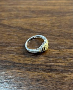 Yellow Diamond Pave Set Halo 14K White Gold Diamond Statement Ring