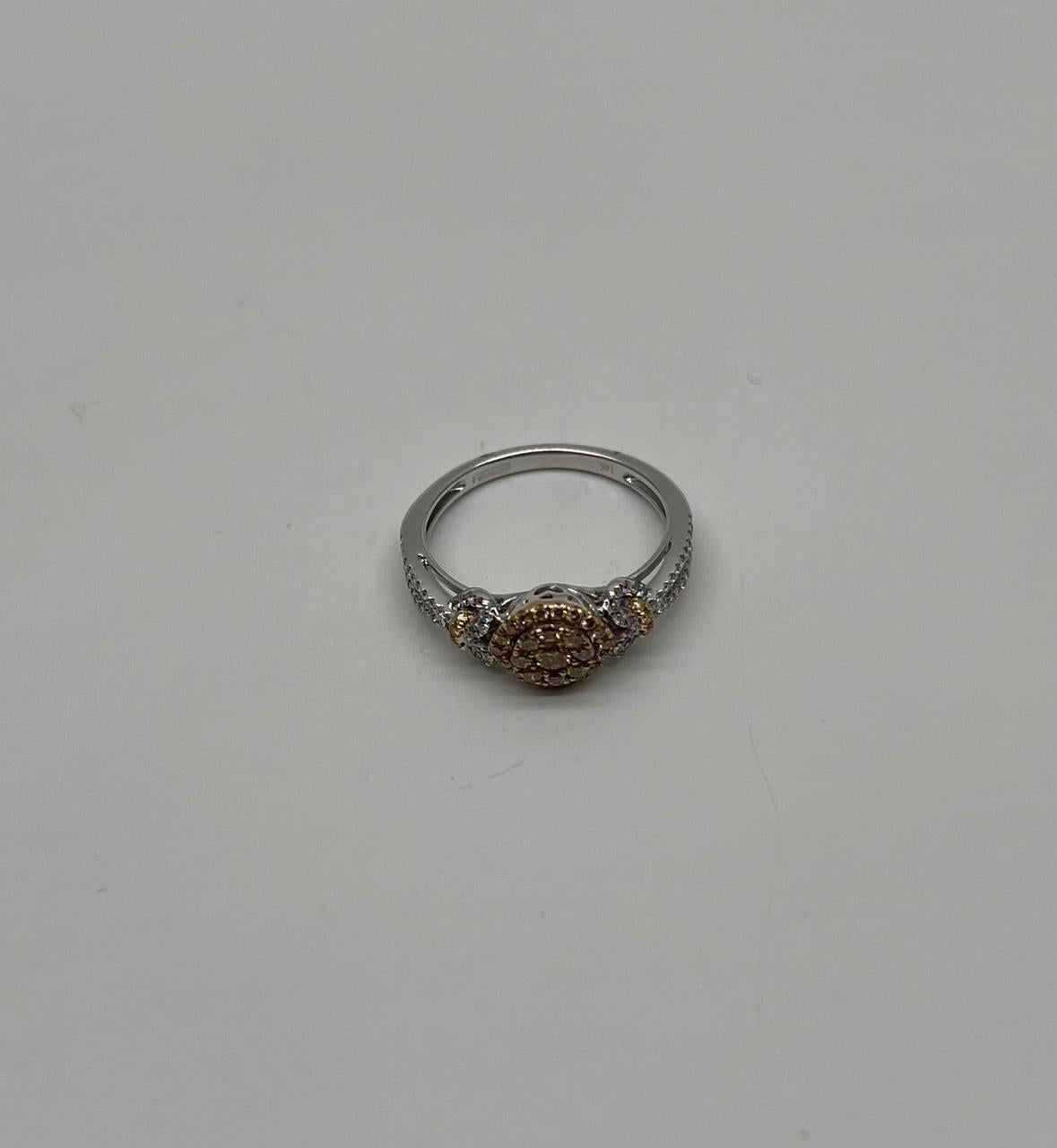 Women's Yellow Diamond Pave Set Halo 14K White Gold Diamond Statement Ring For Sale