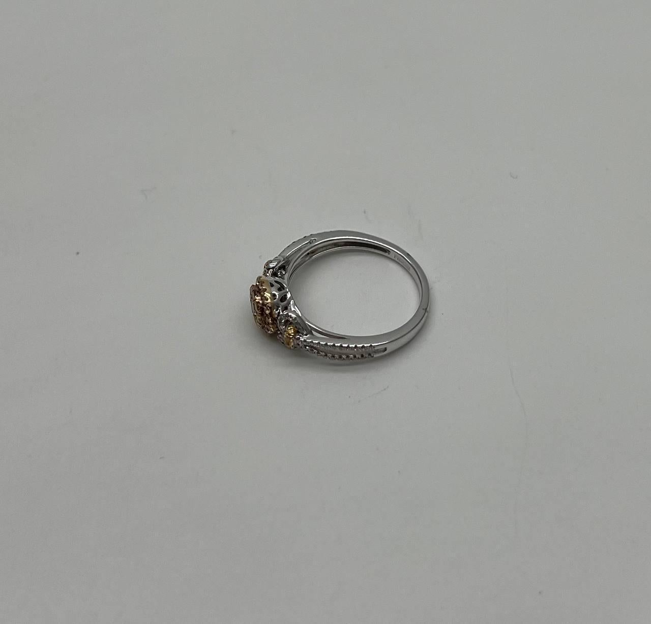 Yellow Diamond Pave Set Halo 14K White Gold Diamond Statement Ring For Sale 1