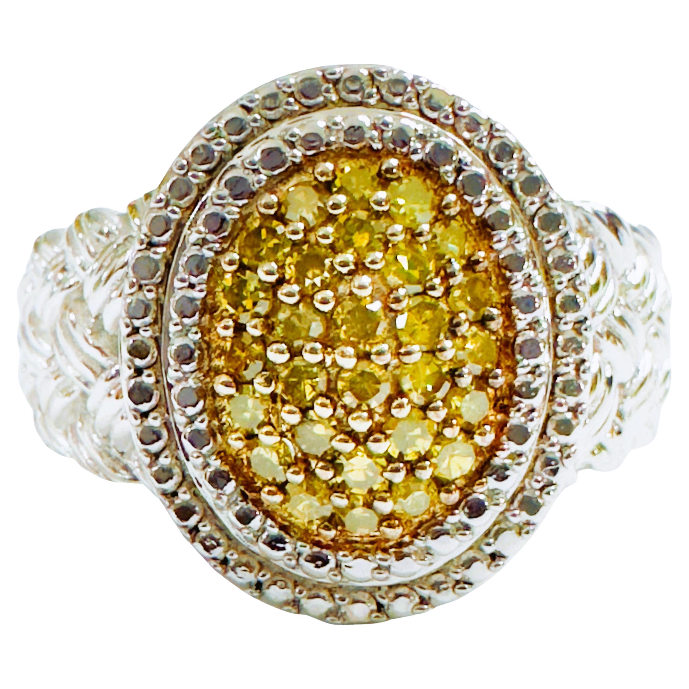 yellow-diamond-pave-sterling-silver-ring-size-6-for-sale-at-1stdibs