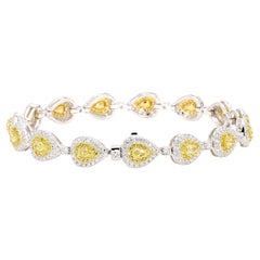 Bracelet à maillons en forme de poire et diamant jaune 5,22 carats (poids total) Or blanc 18K