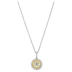Ciondolo in oro bianco 18k con diamante giallo da 1,62 carati