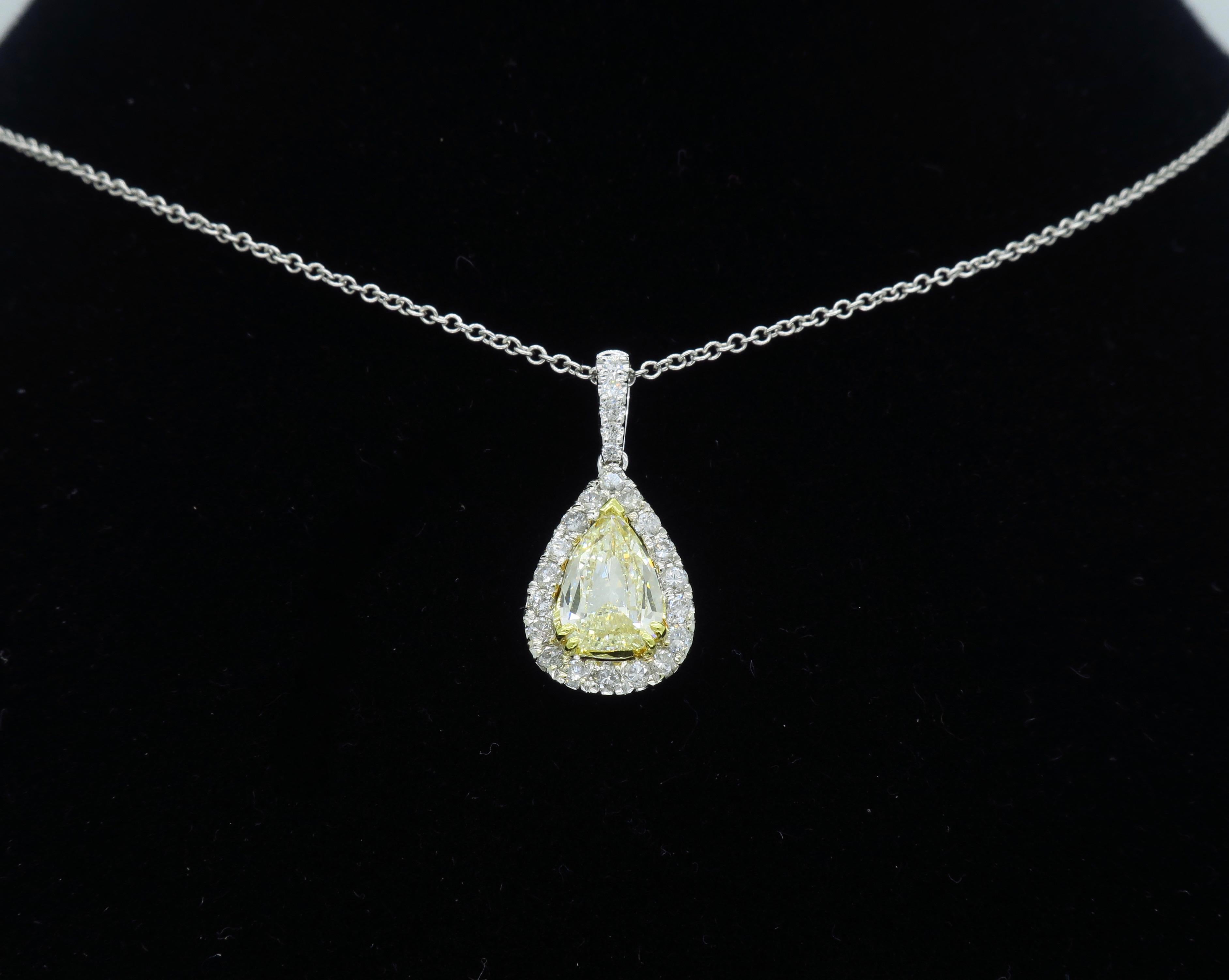 Yellow Diamond Pendant in 18 Karat White Gold 3