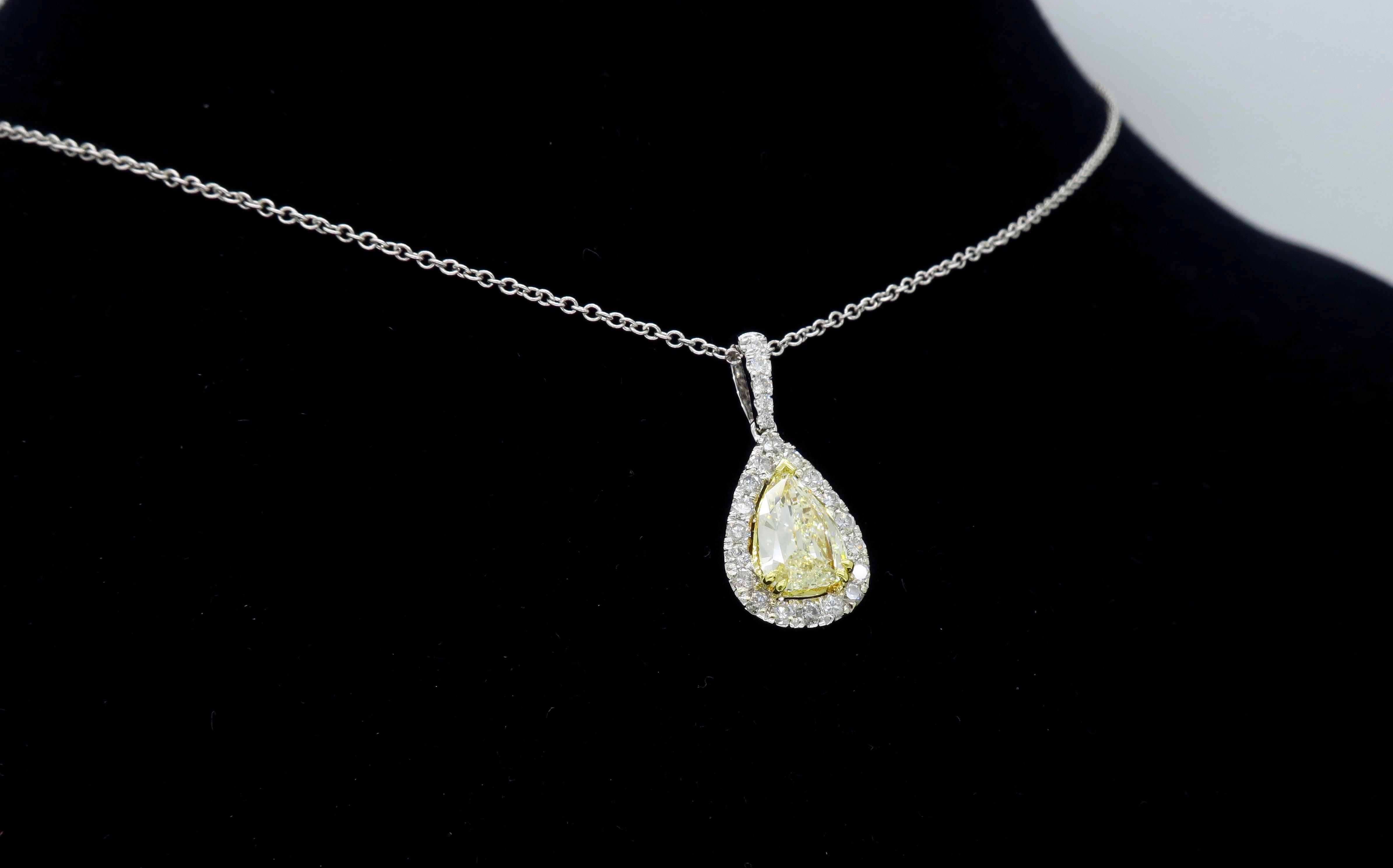 Yellow Diamond Pendant in 18 Karat White Gold 5