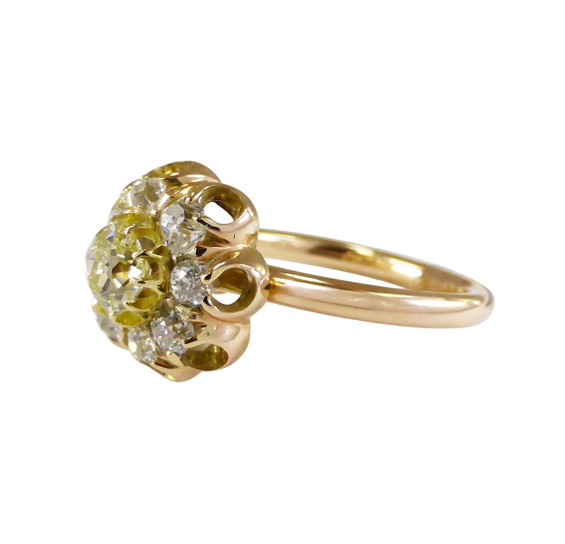 yellow diamond daisy ring